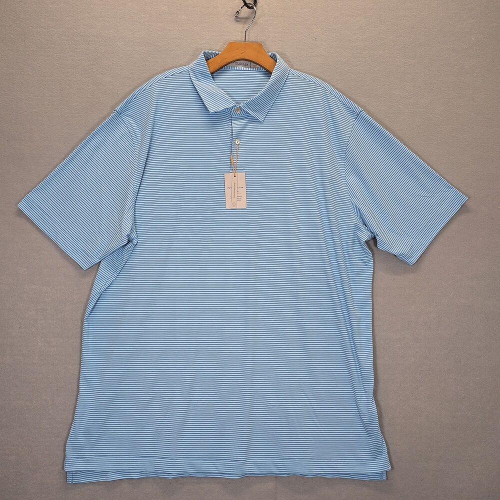 Peter Millar Crown Sport Featherweight Polo Mens Size XXL Blue Striped New
